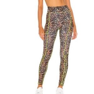Bandier Brown All Access Pockets Leopard Print and Neon High Rise Leggings